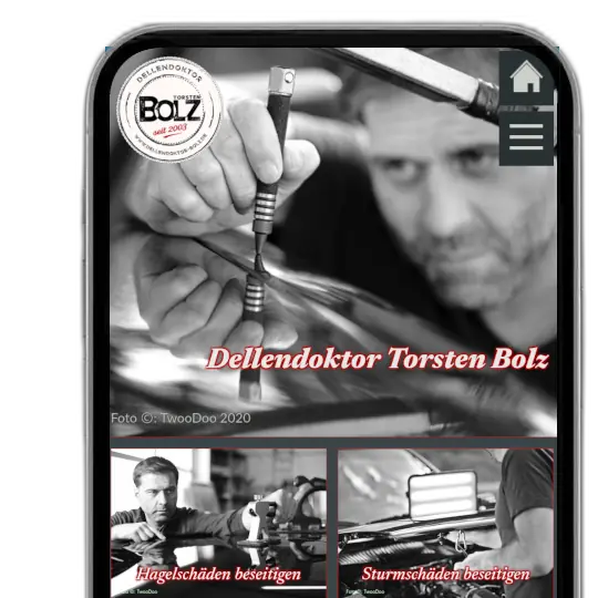 Mobile Ansicht der Website von www.dellendoktor-bolz.de