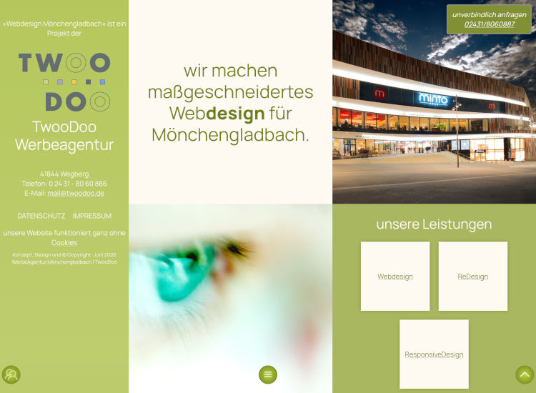 Screenshot Webdesign Mönchengladbach auf dem Tablet