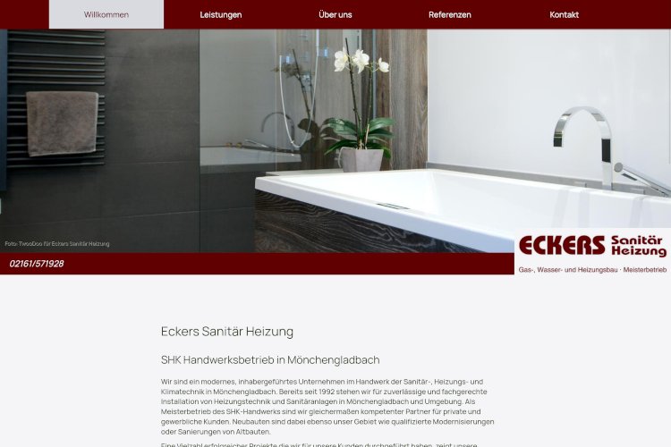 Screenshot Website www.eckers-sanitaer-heizung.de