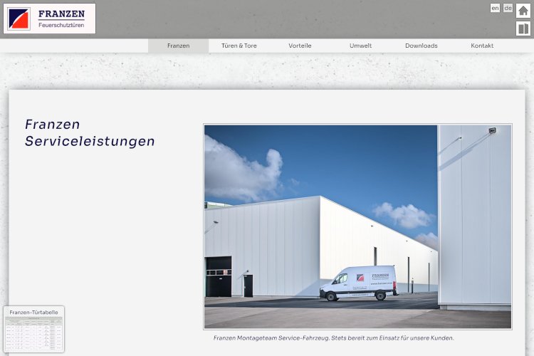 Screenshot Website www.franzen.nrw