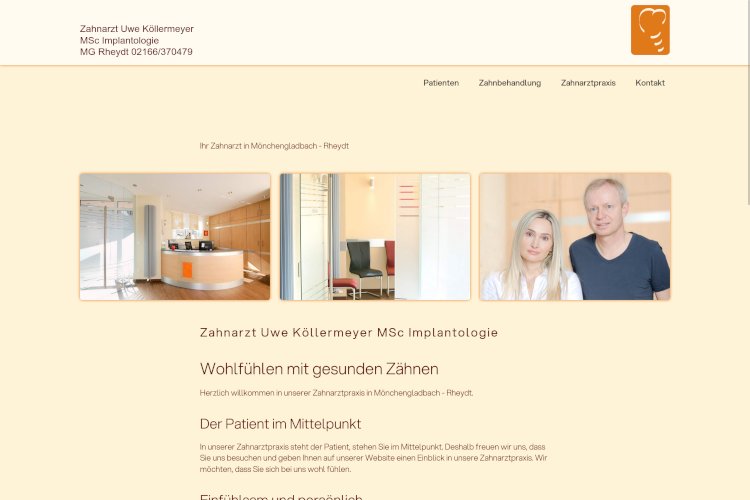Screenshot Website www.zahngesund-mg.de