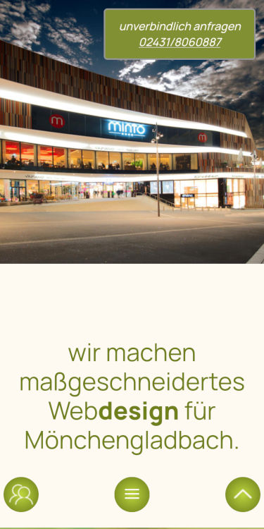 Screenshot Webdesign Mönchengladbach auf dem Smartphone